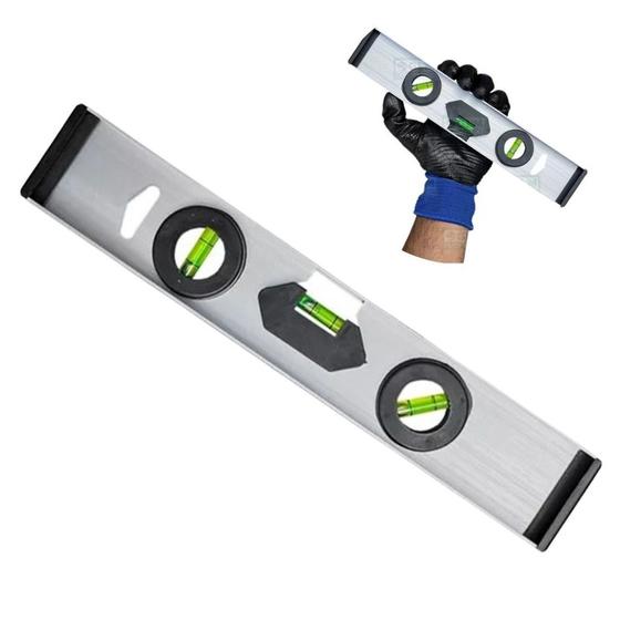 Imagem de Nível de Alumínio com 2 Bolhas 30cm Nivelamento Construção Civil