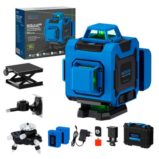 Imagem de Nível Laser 4D Recarregável 16 Linhas com Controle Remoto Alta Precisão e Resistência IP54