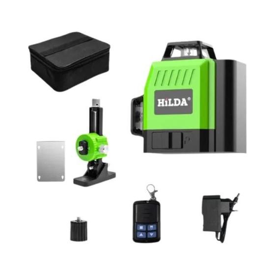 Imagem de Nível Laser Verde Hilda - Mini 12 Linhas 3D Autonivelante 360° (Horizontal e Vertical)