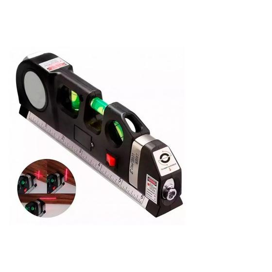 Imagem de Nível Prumo Lazer Horizontal Vertical Cruz 3 Bolhas Trena Construção