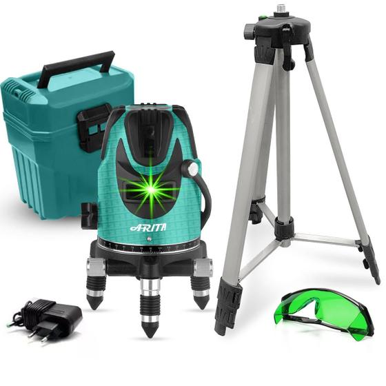 Imagem de Nívelador Laser 05 Linhas Verde Recarregável Tripé + Maleta