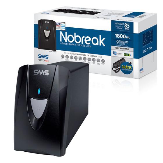 Nobreak 1800VA SMS Net4+ Expert, Entrada Bivolt, Saída 115V, 9 Tomadas (6 Traseiro+Extensão) - 27300 Menor preço em Nobreak 1800VA SMS Net4+ Expert, Entrada Bivolt, Saída 115V, 9 Tomadas (6 Traseiro+Extensão) - 27300