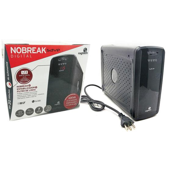 Imagem de Nobreak 600VA com Display Digital 3 em 1 Troca Fácil de Bateria 6 Tomadas Trivolt Ragtech Save Home 600 DIG STD-TI 4129