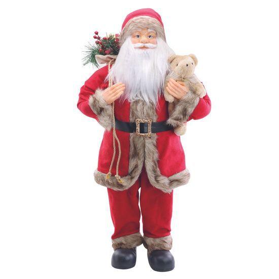 Imagem de Noel Em Pé com Urso Vermelho  90cm  - 1 Un
