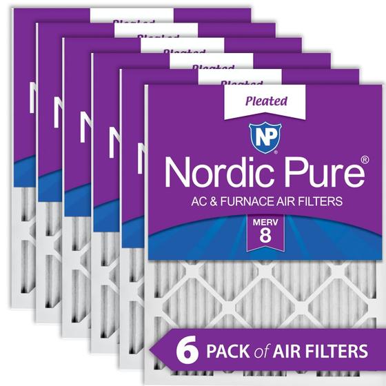 Imagem de Nordic Pure 20x20x1 MERV 8 Plissado AC Filtros de ar forno 6 Pacote