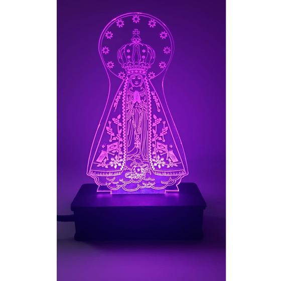 Imagem de Nossa Senhora Aparecida, Luminária Led, 16 Cores+controle,Decoração,Presente,Católico,Jesus