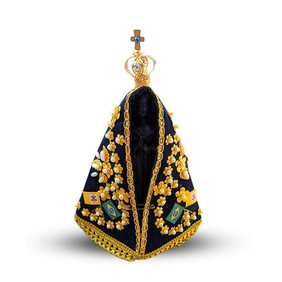 Imagem de Nossa Senhora Aparecida Resina Completa Com Manto Coroa 19cm