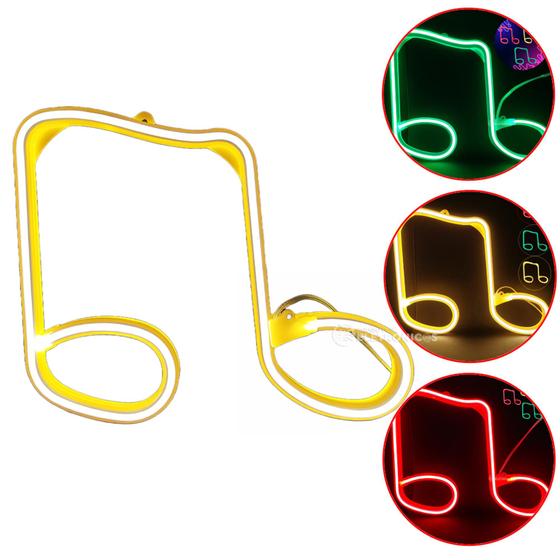Imagem de Nota Musical Armação Neon LED Amarelo 127V Decoração De Balada, Palco DJ -  801704