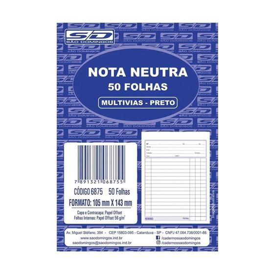 Imagem de Nota neutra preto c/20 blocos 50 folhas São Domingos