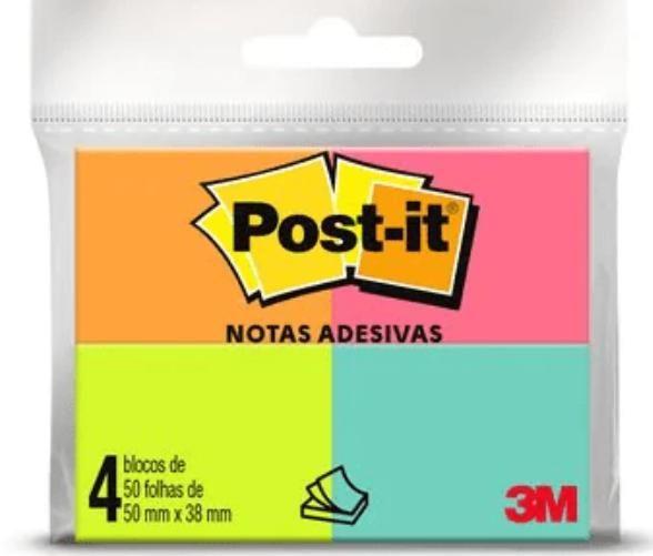 Imagem de Notas Adesivas  C/ 50 Folhas - 4 Unidades