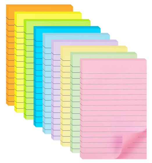 Imagem de Notas Adesivas HQCME (Pacote com 9) - 10x15cm, 9 Cores, 35 Folhas