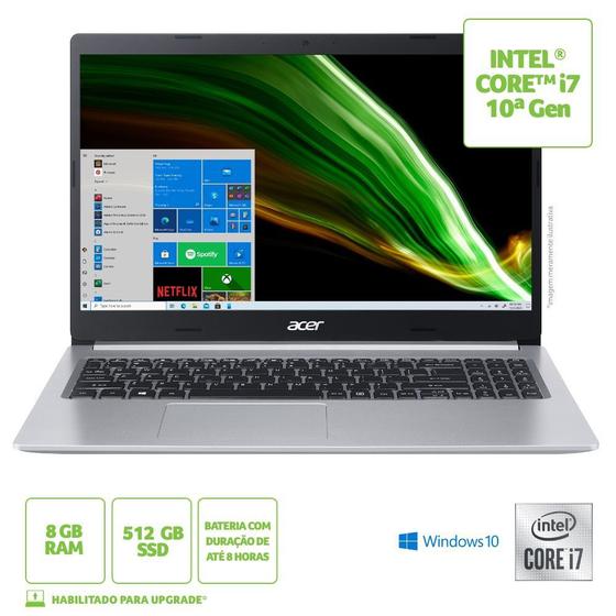 Imagem de Notebook Acer Aspire 5 A515-54-712U Intel Core I7-10510U 8GB 512GB SSD Windows 10 Home 15,6"