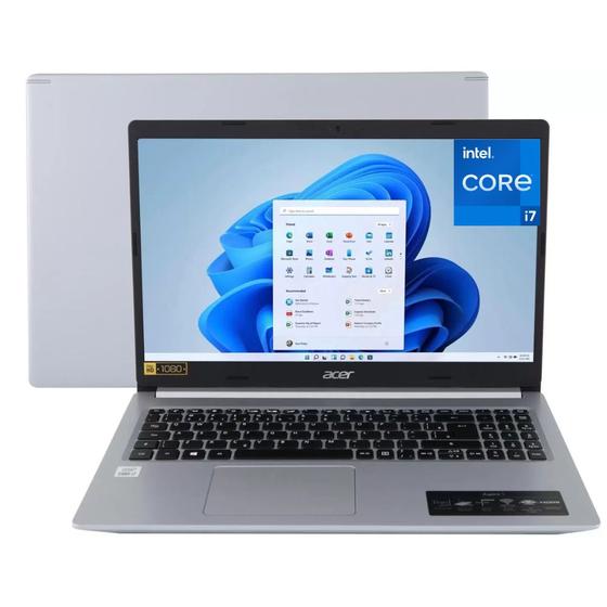 Imagem de Notebook Acer Aspire 5 Intel Core i7 1165G7 4.70Ghz 11ª Geração 8GB DDR4 512GB SSD 15.6" Full HD Windows 11 A515-56-73M5 