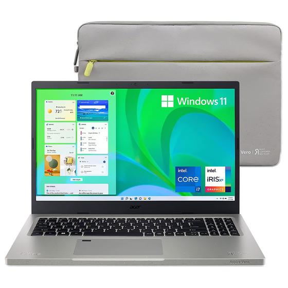 Notebook - Acer Av15-51-7617 I7-1195g7 2.90ghz 16gb 512gb Ssd Intel Iris Xe Graphics Windows 11 Home Aspire Vero 15,6" Polegadas