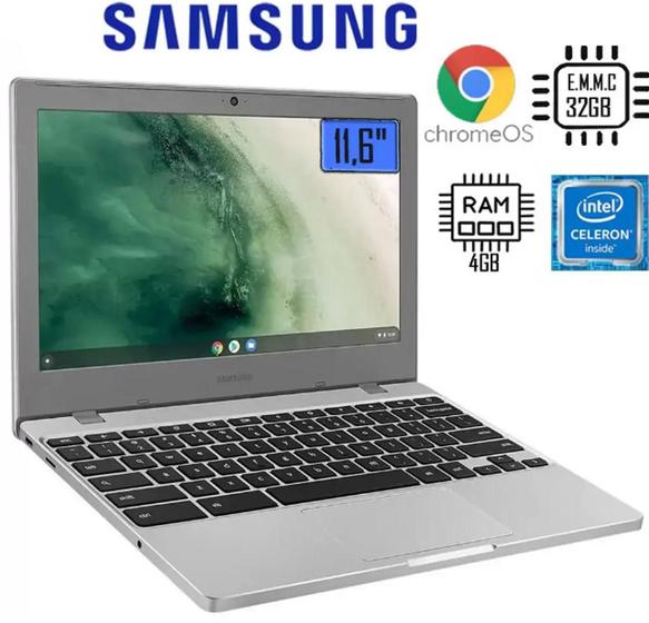 Imagem de Notebook Chromebook Samsung 11.6' 4Gintel 32Gb Cartão 32Gb pequeno cabe na bolsa