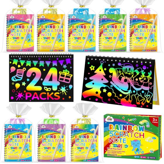 Imagem de Notebook de Desenho com Raspadinha ZMLM Rainbow - Pacote com 24 Unidades para Crianças