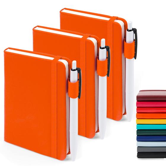 Imagem de Notebook feela Pocket A6 com 3 canetas pretas e suporte para canetas x3