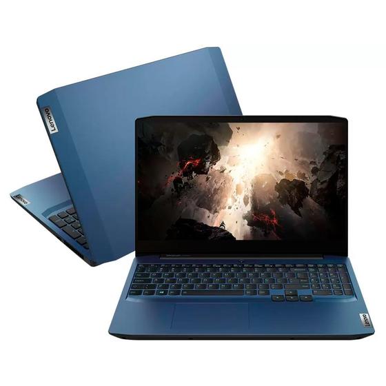 Imagem de Notebook Gamer Lenovo IdeaPad Gaming 3i Intel Core i5-10300H, GeForce GTX 1650, 8GB RAM, SSD 256GB, Tela 15.6 FHD, Linux, Azul - 82CGS00100