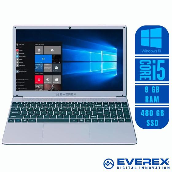 Notebook - Everex Computer Evrnbi5b848w I5-5257u 2.70ghz 4gb 500gb Padrão Intel Iris Graphics Windows 10 Home Exbook 15,6" Polegadas