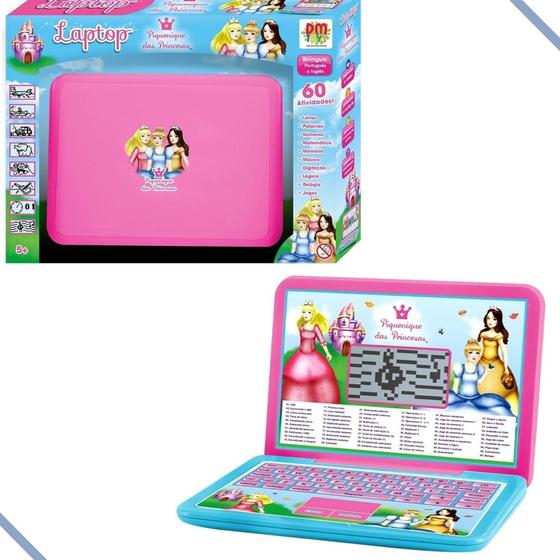 Imagem de Notebook Laptop Infantil 60 Funções Computador Didático Meninas Piquenique Princesas - Dm Toys