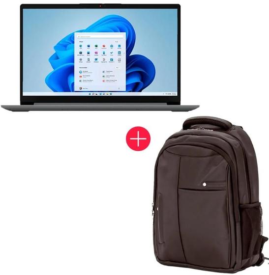 Imagem de Notebook Lenovo IdeaPad 1I, Intel Core i5-1235U, Tela 15.6" 24GB DDR4, 1TB SSD, Windows 11, Cinza - 82VY000QBR + MOCHILA