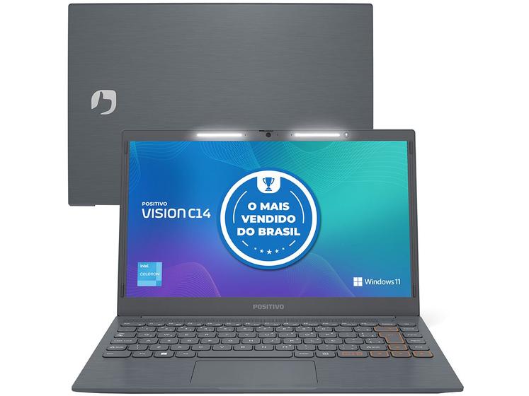 Imagem de Notebook Positivo Vision C14 Lumina Bar Intel Celeron 4GB 128GB eMMC 14” HD Windows 11 Microsoft 365