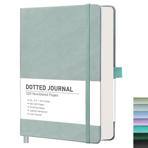 Imagem de Notebook RETTACY A5 Pontilhado - Capa Dura em Couro Azul-Cinza