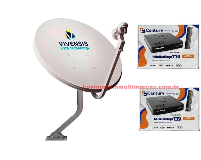 Imagem de Nova Antena Parabólica 60cm +2 Recepitores DigitalCentury Midia Box B7