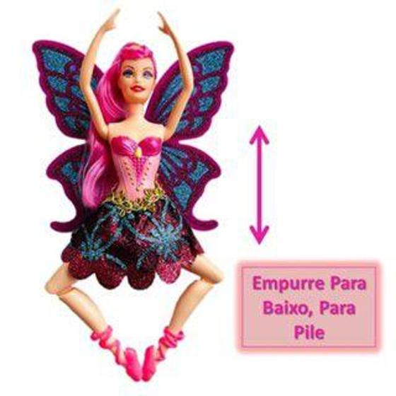 Imagem de Nova Fada Ballet Flexível 31 Cm Grande Com Asas e Pente Rosa Lilás Azul Divertida - Toy King