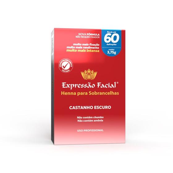 Imagem de Nova Henna Expressão Facial - Castanho Escuro - 60 Aplicações (3,75g)