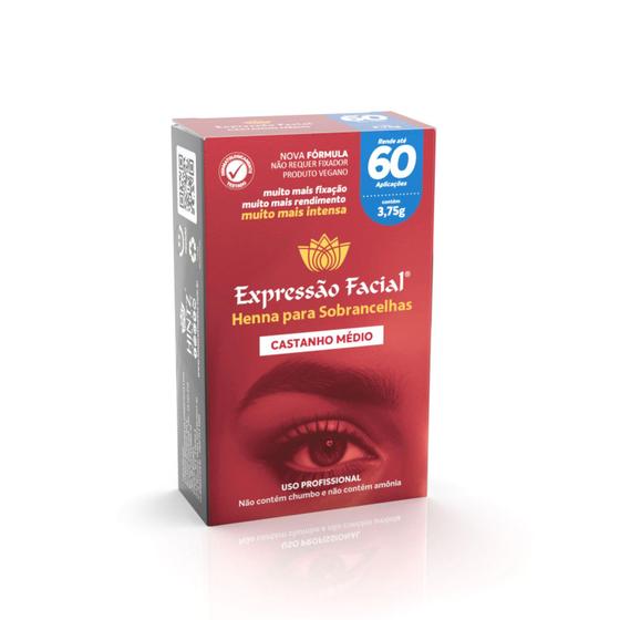 Imagem de Nova Henna Expressão Facial - Castanho Médio - 60 Aplicações (3,75)