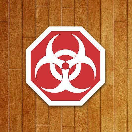 Imagem de Nova Placa Decorativa Nerd Biohazard Com Adesivo 18x18 Cm