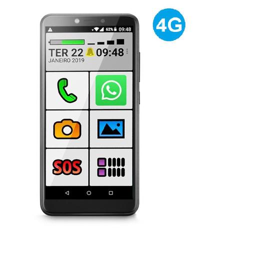 Imagem de Novo Celular do Idoso 4G com Internet e WhatsApp letras e nAºmeros grandes 32GB