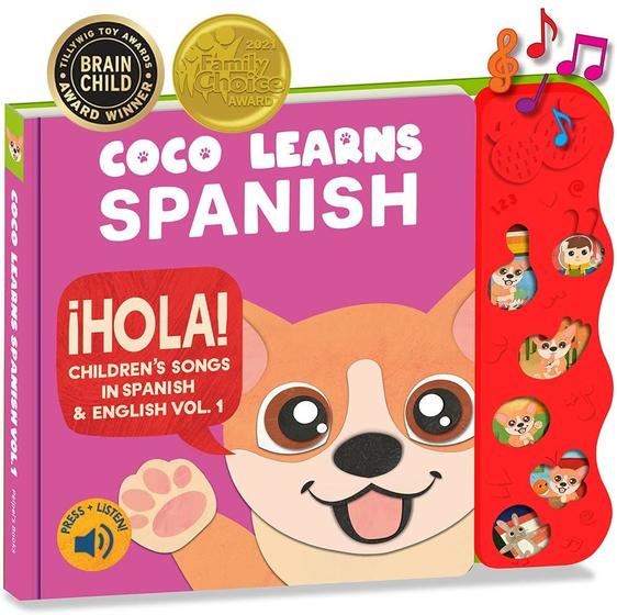 Imagem de Novo! Coco aprende espanhol: livros musicais espanhóis para crianças Libros en Español para Niños Livros Infantis Bilíngues e Brinquedos para Bebês Juguetes para Niños, Niñas y Bebes de 2 Meses a niños de 8 años Vol. 1