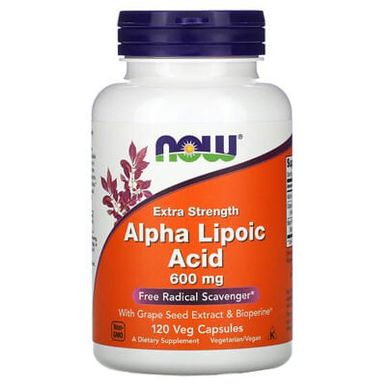 NOW Foods, Ácido Tióctico, Dosagem Extra, 600 mg, 120 Cápsulas Vegetais ...