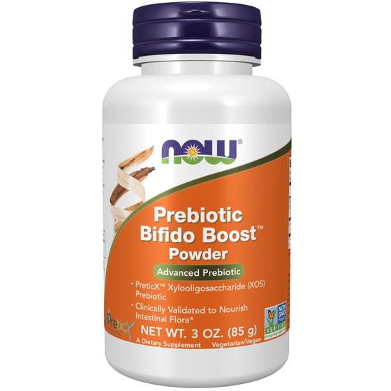 Imagem de NOW Suplementos, Prebiotic Bifido Boost com PreticX Xilooligossacarídeo (XOS) Prebiótico, Pó, 3 Onças