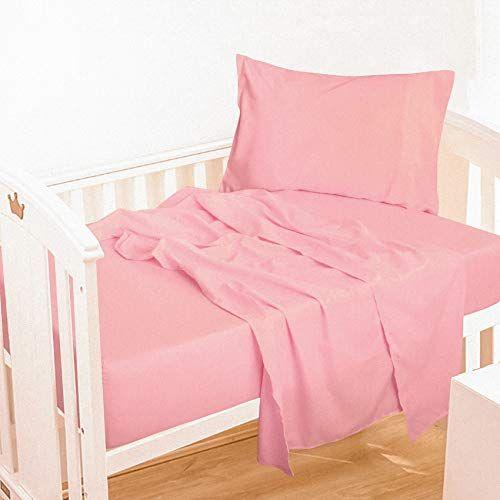 Imagem de NTBAY 3-Piece Microfiber Toddler Sheet Set, Solid Crib Fitted Sheet Flat Sheet and Envelope Pillowcase, Baby Bedding Sheet & Pillowcase Sets, Pink