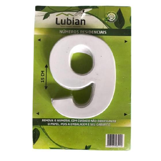 Imagem de Numeral Nove De Plástico Alta Resistência 10Cm Abs Branco