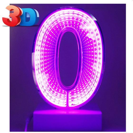 Imagem de Numero 0 Decorativa Luzes LED Espelhada Túnel 3D Para Decoração Iluminação Ilustrativo - 541200LI