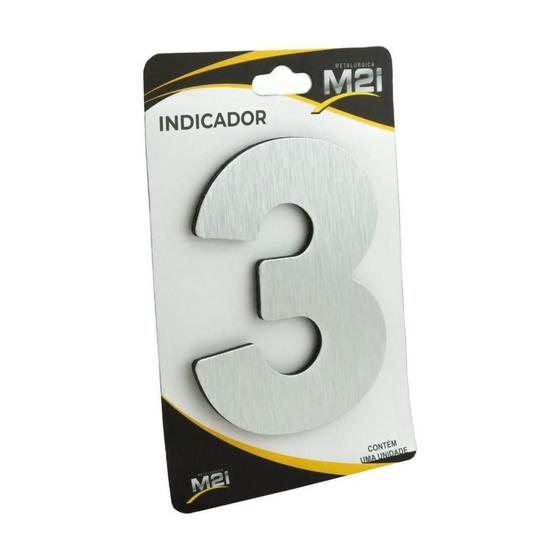 Imagem de Numero 3 Residencial Em Aluminio Composto Cor Escovado 12 Cm