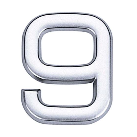 Imagem de Número 9 de ABS auto-adesivo 3,9cm cromado Bemfixa