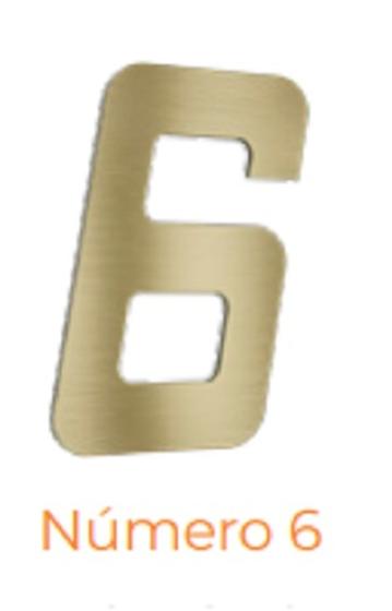 Imagem de Numero adesivo 6 Ouro escovado 130 mm - Aluminio Leve