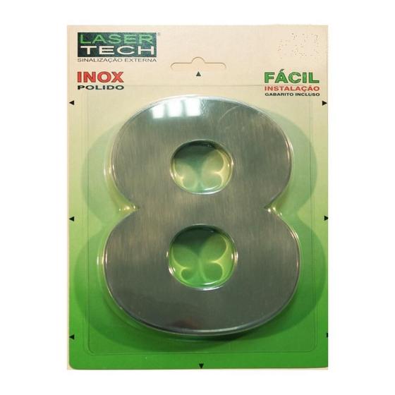 Imagem de Número Inox algarismo para Fachada 12 cm (Nº 8)