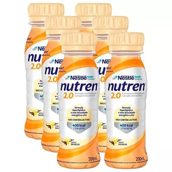 Imagem de Nutren 2.0 200ml Nestlé Kit C/6 Frascos Hipercalorico