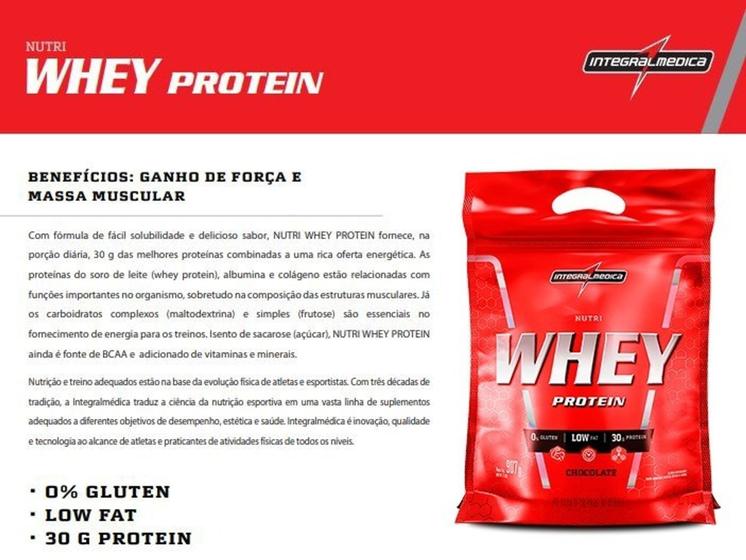 Imagem de nutri whey protein 907g refil integralmedica 1 un morango