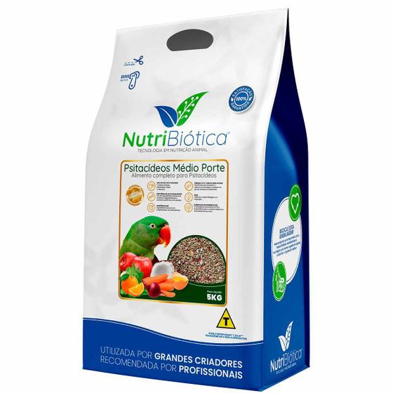 Imagem de Nutribiótica Psitacídeos Médio Porte Super Premium 5kg Ração Extrusada Completa Ringneck Rosela