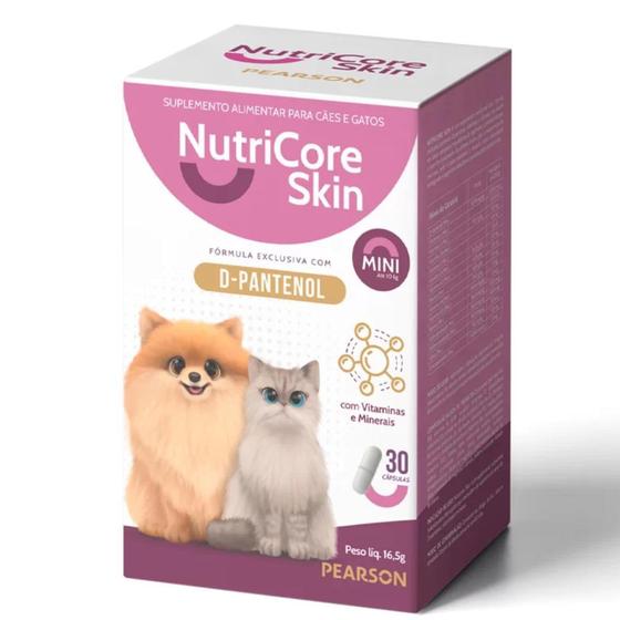 Imagem de NutriCore Skin Mini Até 10kg Suplemento Alimentar para Cães e Gatos 30 Cápsulas  Laboratorio Pearson