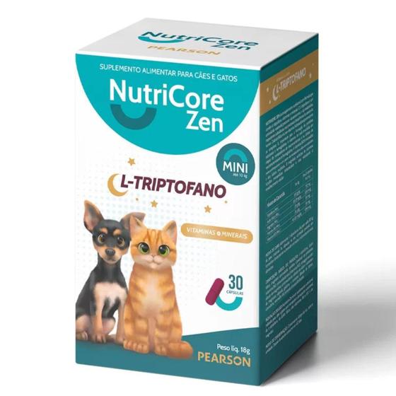 Imagem de NutriCore Zen Mini Até 10kg Suplemento Alimentar para Cães e Gatos 30 Cápsulas - Laboratorio Pearson