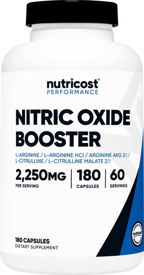 Imagem de Nutricost Nitric Oxide Booster 750mg, 180 Cápsulas - Sem Glúten e Não-OGM