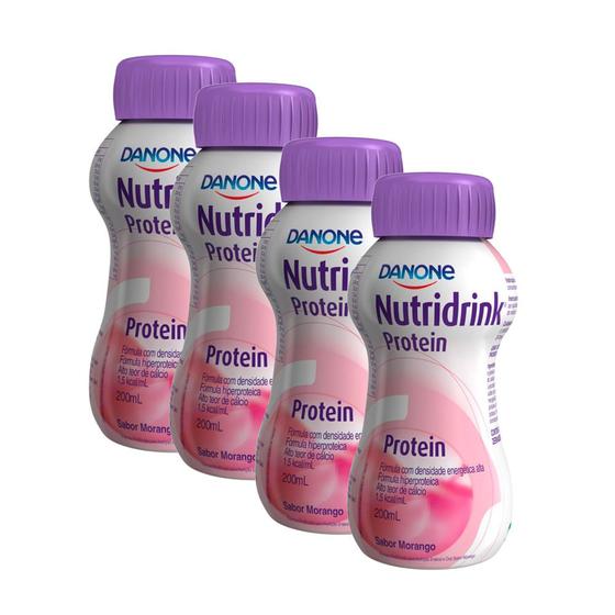 Imagem de Nutridrink Protein Morango 200ml  Kit com quatro unidades